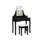 Kaptafel - Make-up tafel met spiegel en lades - Cosmetica tafel - Zwart