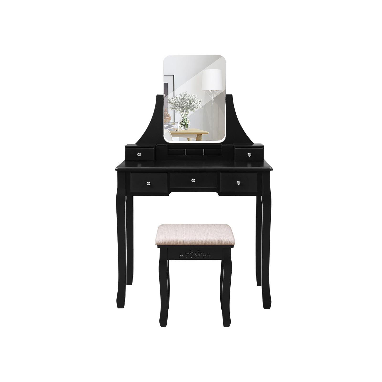 Kaptafel - Make-up tafel met spiegel en lades - Cosmetica tafel - Zwart
