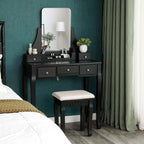 Kaptafel - Make-up tafel met spiegel en lades - Cosmetica tafel - Zwart