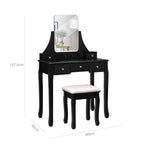 Kaptafel - Make-up tafel met spiegel en lades - Cosmetica tafel - Zwart