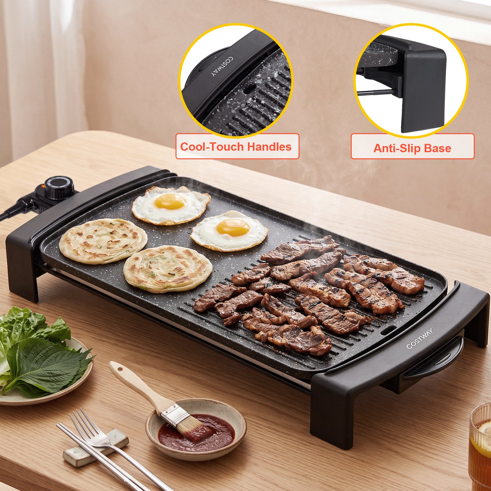 Elektrisk – grill W med dubbelzon för inom‑ och utomhusbruk – 2150 44 x 24 cm