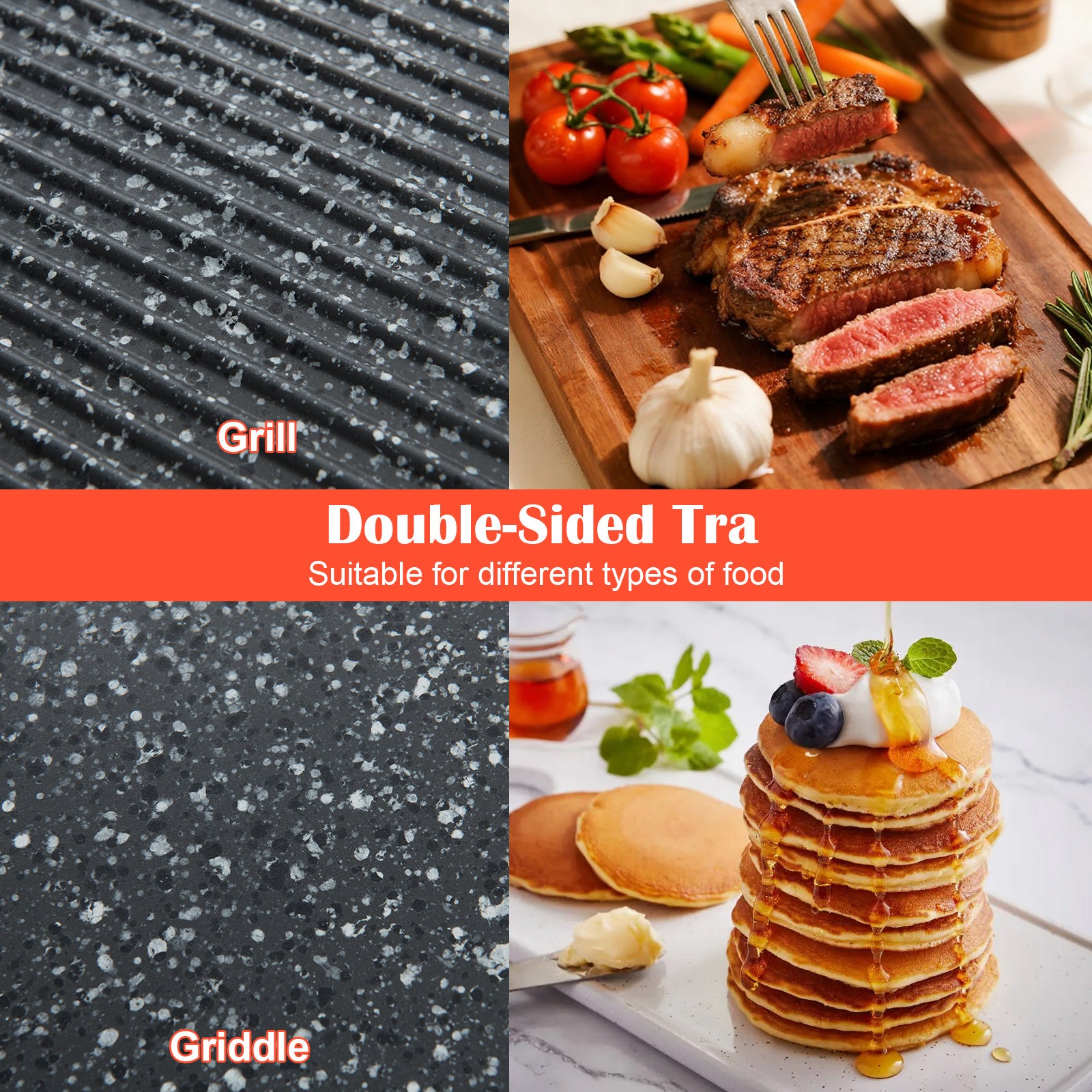 Elektrisk – grill W med dubbelzon för inom‑ och utomhusbruk – 2150 44 x 24 cm