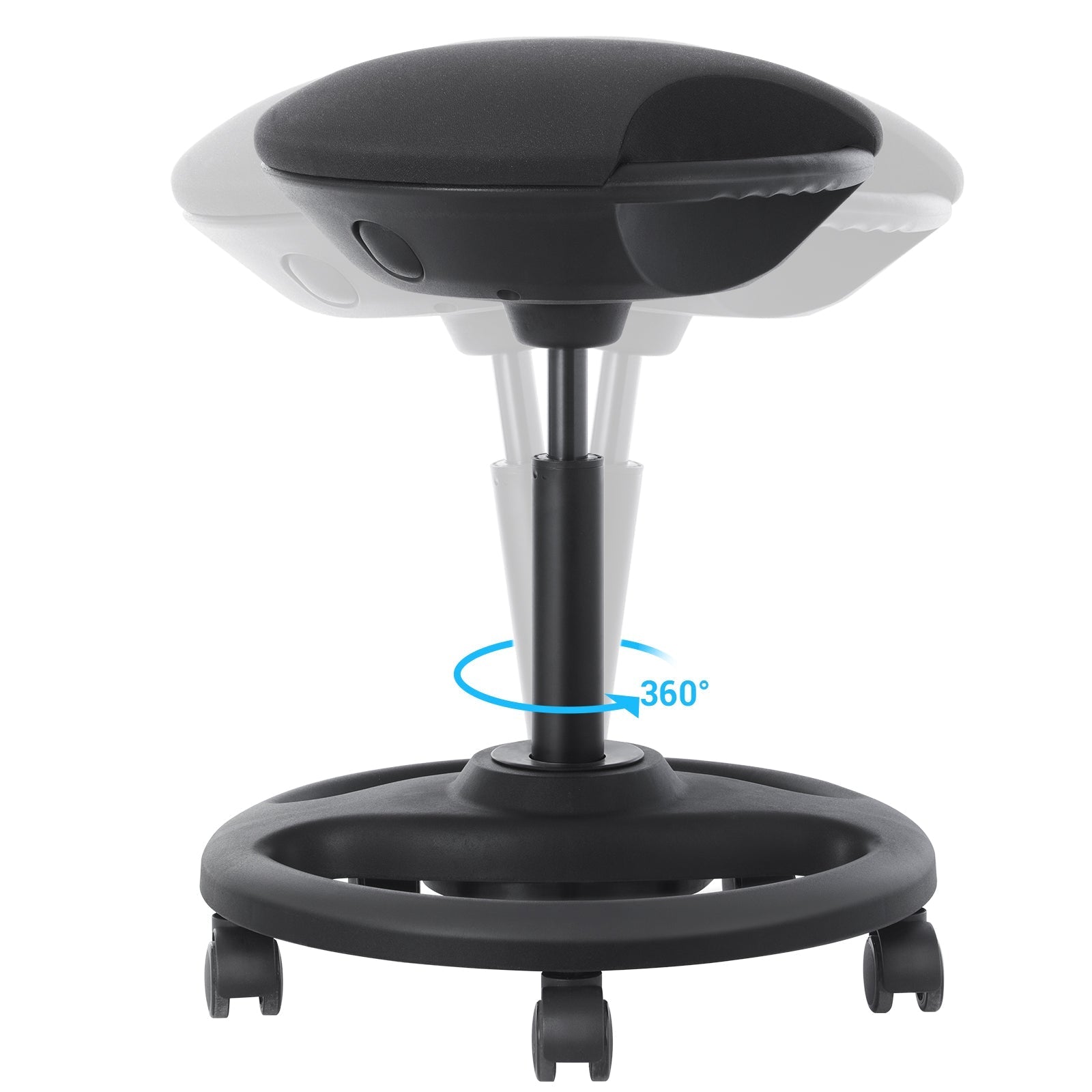 Werkkruk – Ergonomisch en draaibaar – Zwart