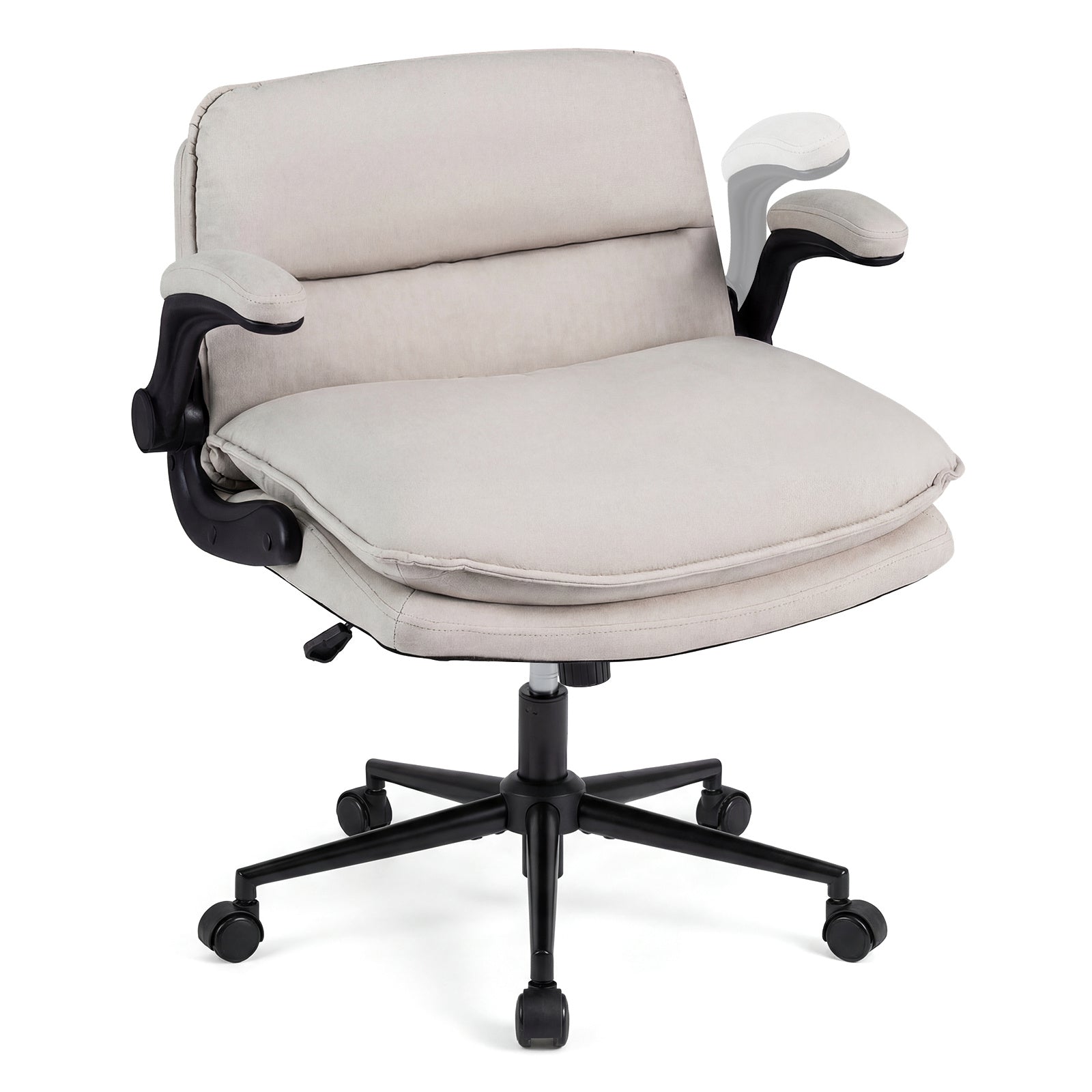 Ergonomisk – kontorsstol Höjdjusterbar snurrstol med gungfunktion Stöder upp till – 150 kg – Beige