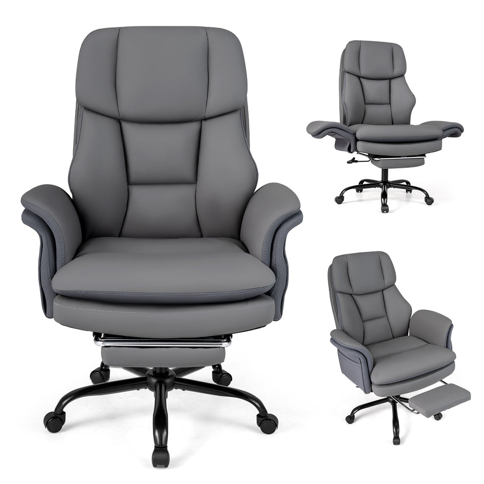 Ergonomisk – kontorsstol, höjdjusterbar chefstol med fem hjul och utdragbar fotstöd