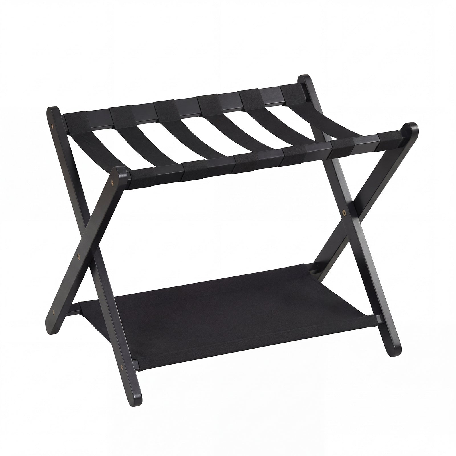 Fällbar – resväska ställning av gummiträ med hyllor upp till – 2 50 kg 67 x 46 x 52 cm – Svart