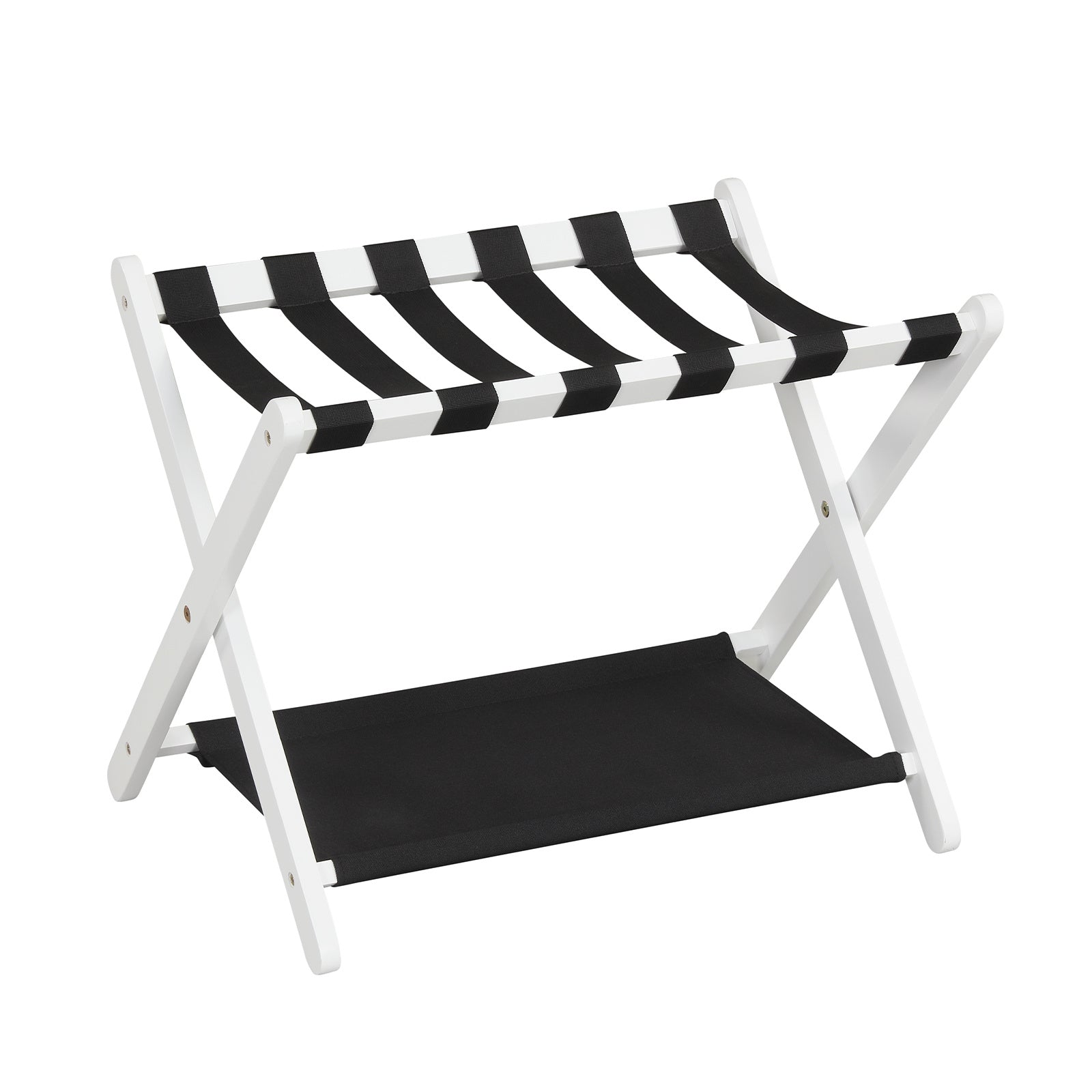 Fällbar – resväska ställning av gummiträ med hyllor upp till – 2 50 kg 67 x 46 x 52 cm – Vit