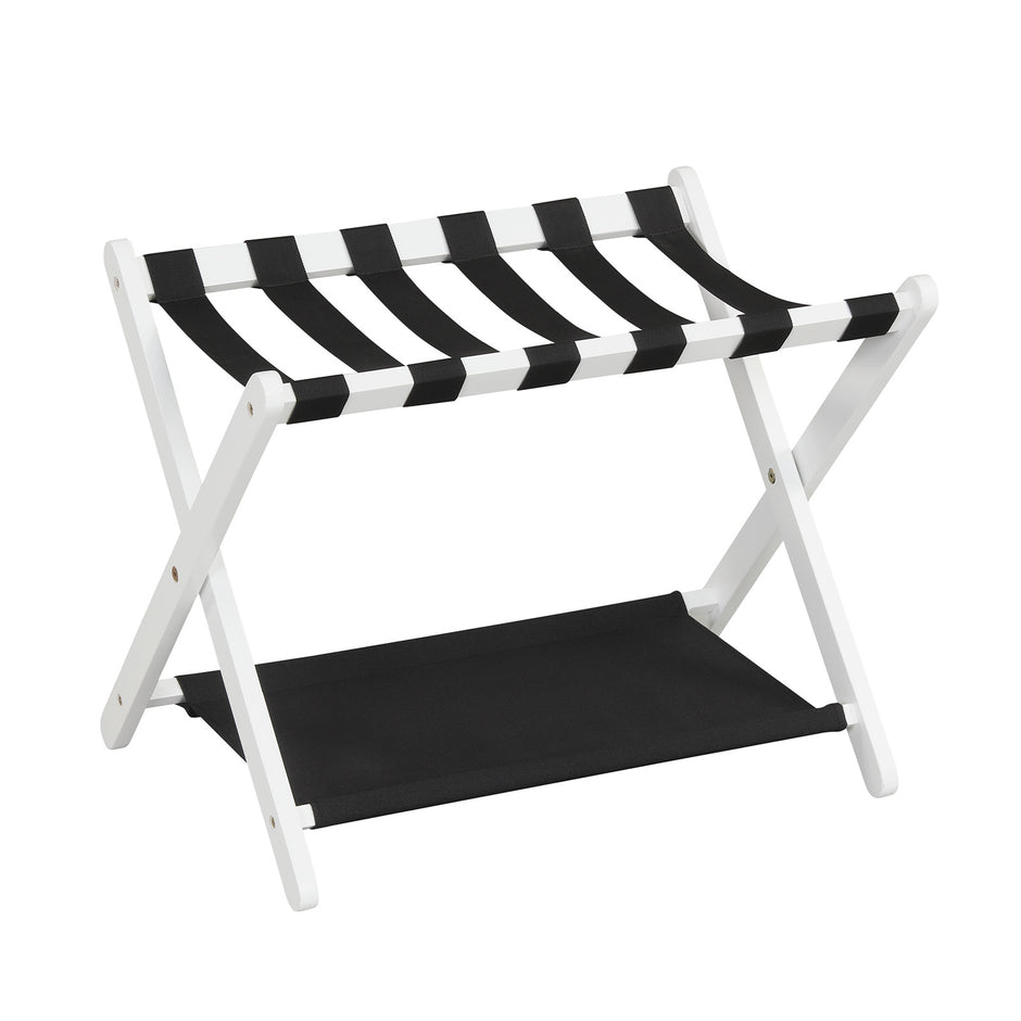 Fällbar – resväska ställning av gummiträ med hyllor upp till – 2 50 kg 67 x 46 x 52 cm – Vit