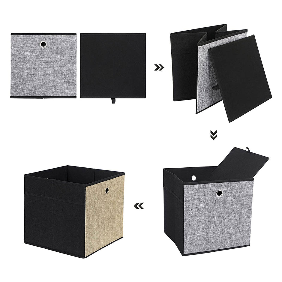 Opbergdozen – Opvouwbaar – Set van 6 – Bruin/Grijs/Zwart