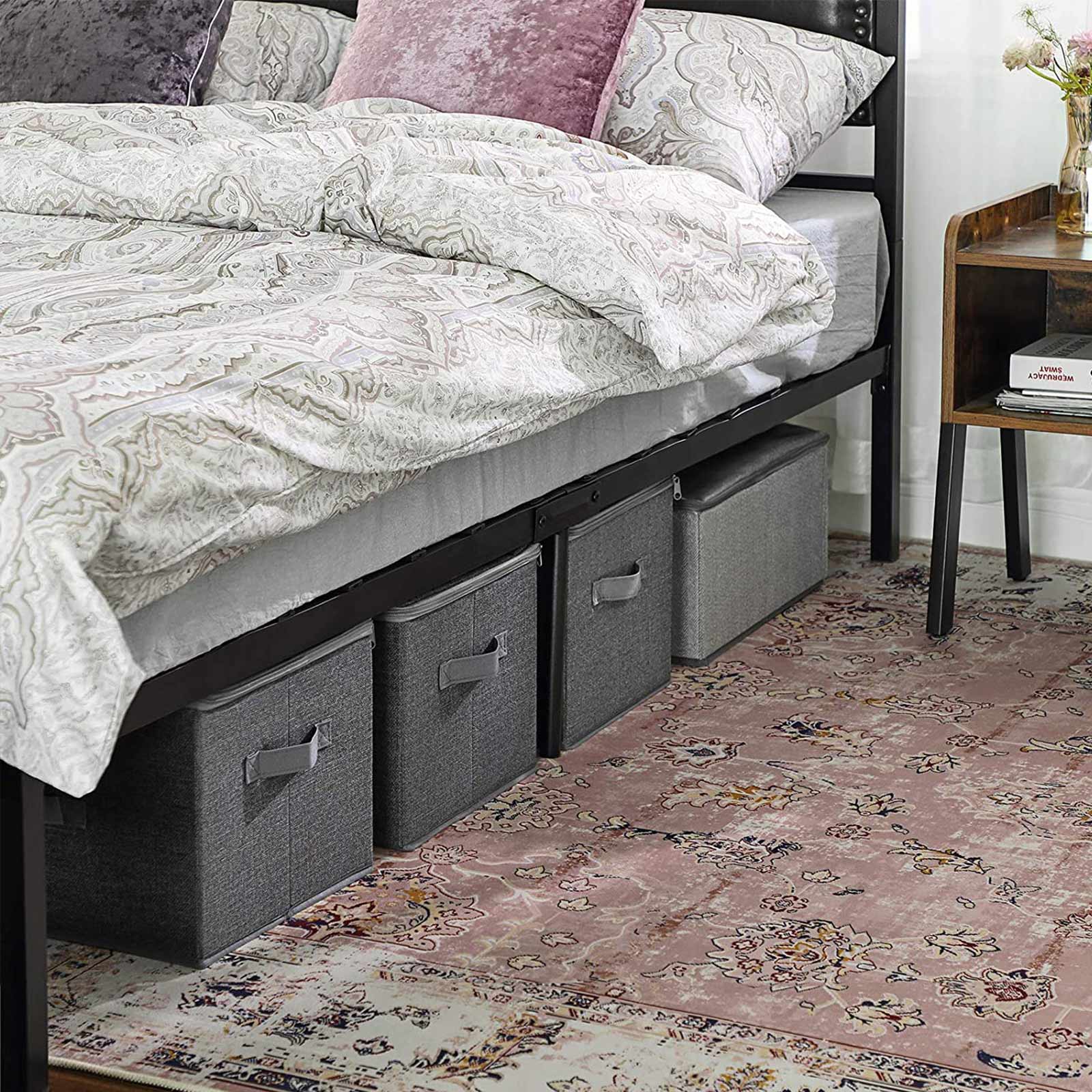 Opbergboxen – Set van 3 met deksel en handgrepen – Grijs