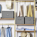 Opbergboxen – Set van 3 met deksel en handgrepen – Grijs