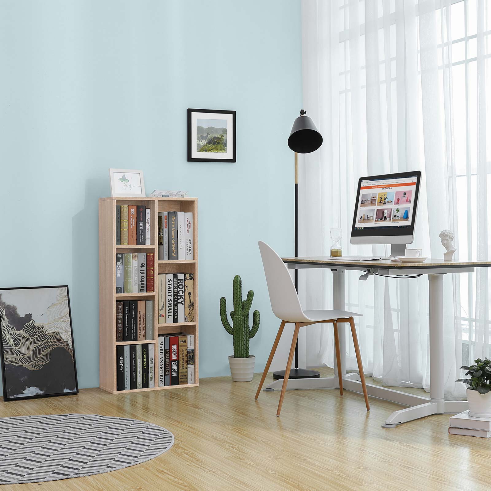 Boekenkast met 7 open compartimenten – Inclusief kantelbeveiliging – 50 x 24 x 106 cm