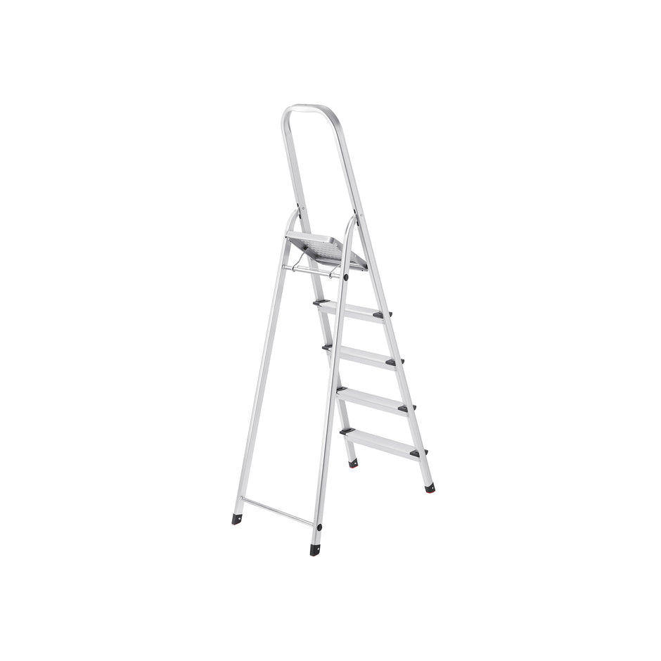 Huishoudladder – 5 niveaus – Aluminium – Zilver