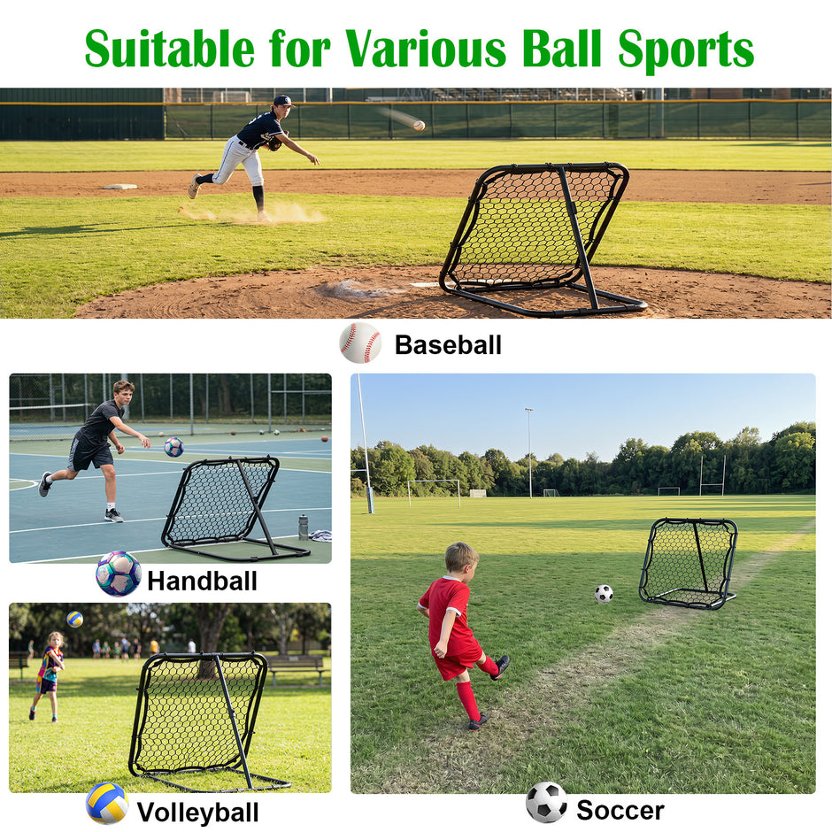 Fotbollsrebounder – med 5‑läges vinkeljustering och markfästen – 4 85 x 80 x 79 cm