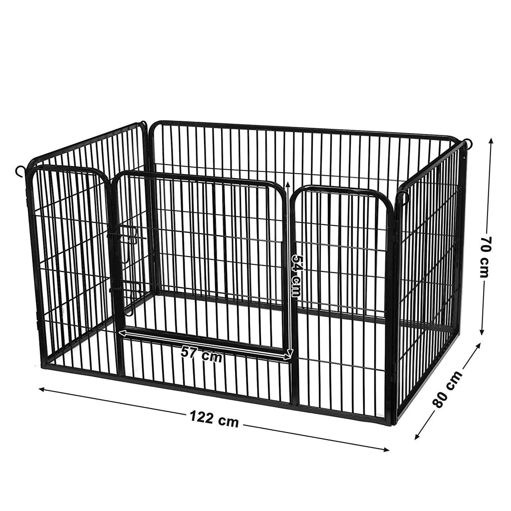 Puppyren - Dierenbox voor honden - Puppyhek - 122 x 80 x 70 cm - Zwart