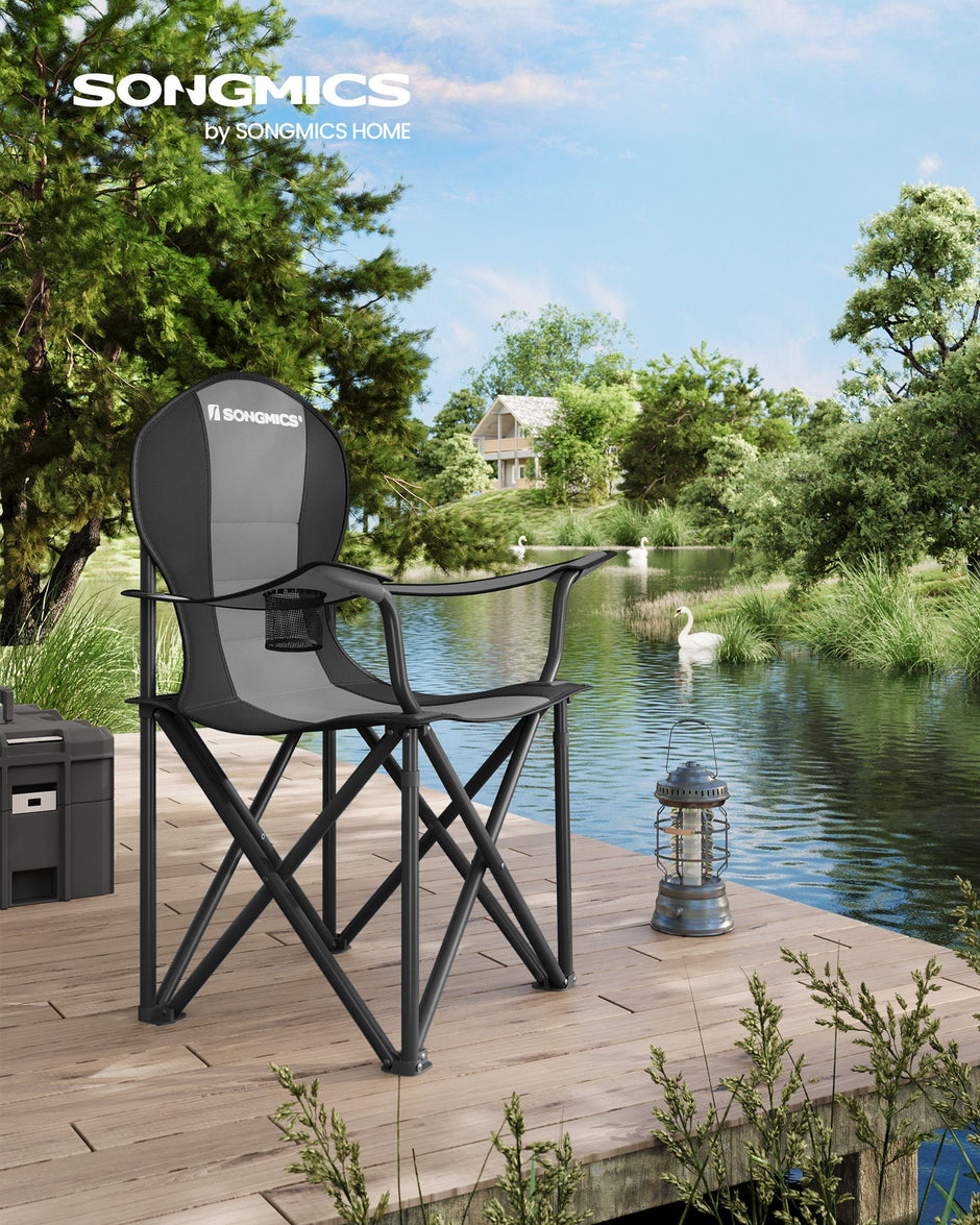 Campingstoel – gevoerde zitting – grijs-zwart