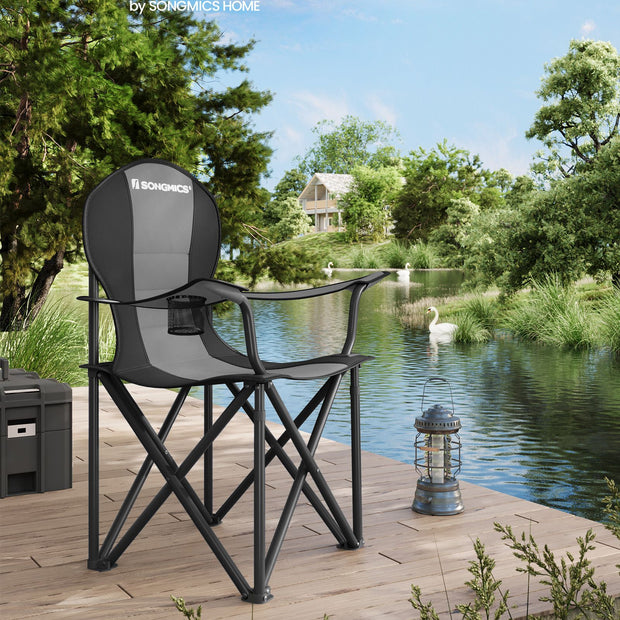 Campingstoel – gevoerde zitting – grijs-zwart