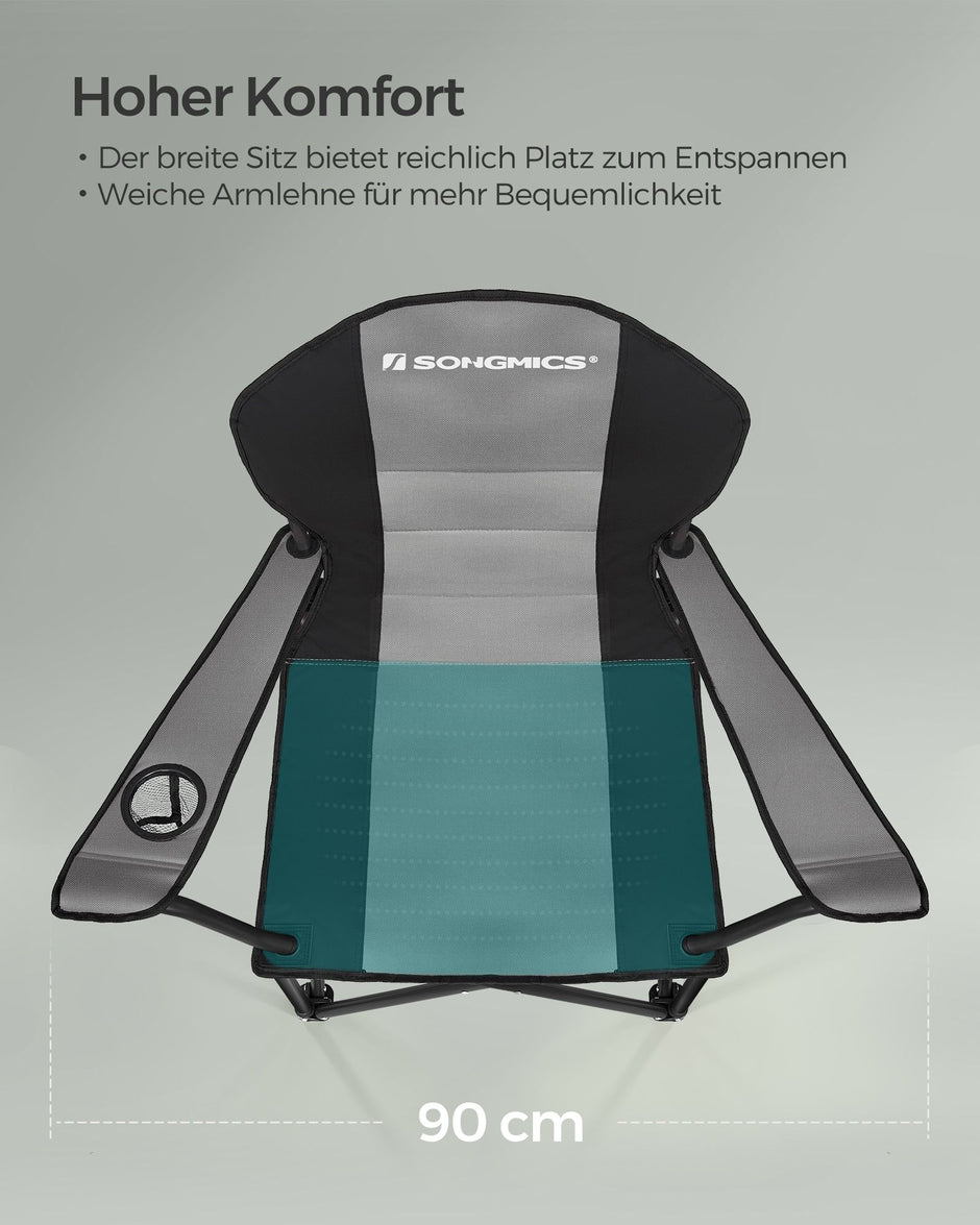 Campingstoel – gevoerde zitting – grijs-zwart