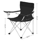 Campingstoelen – Set van 2 met armleuning en bekerhouder – Zwart