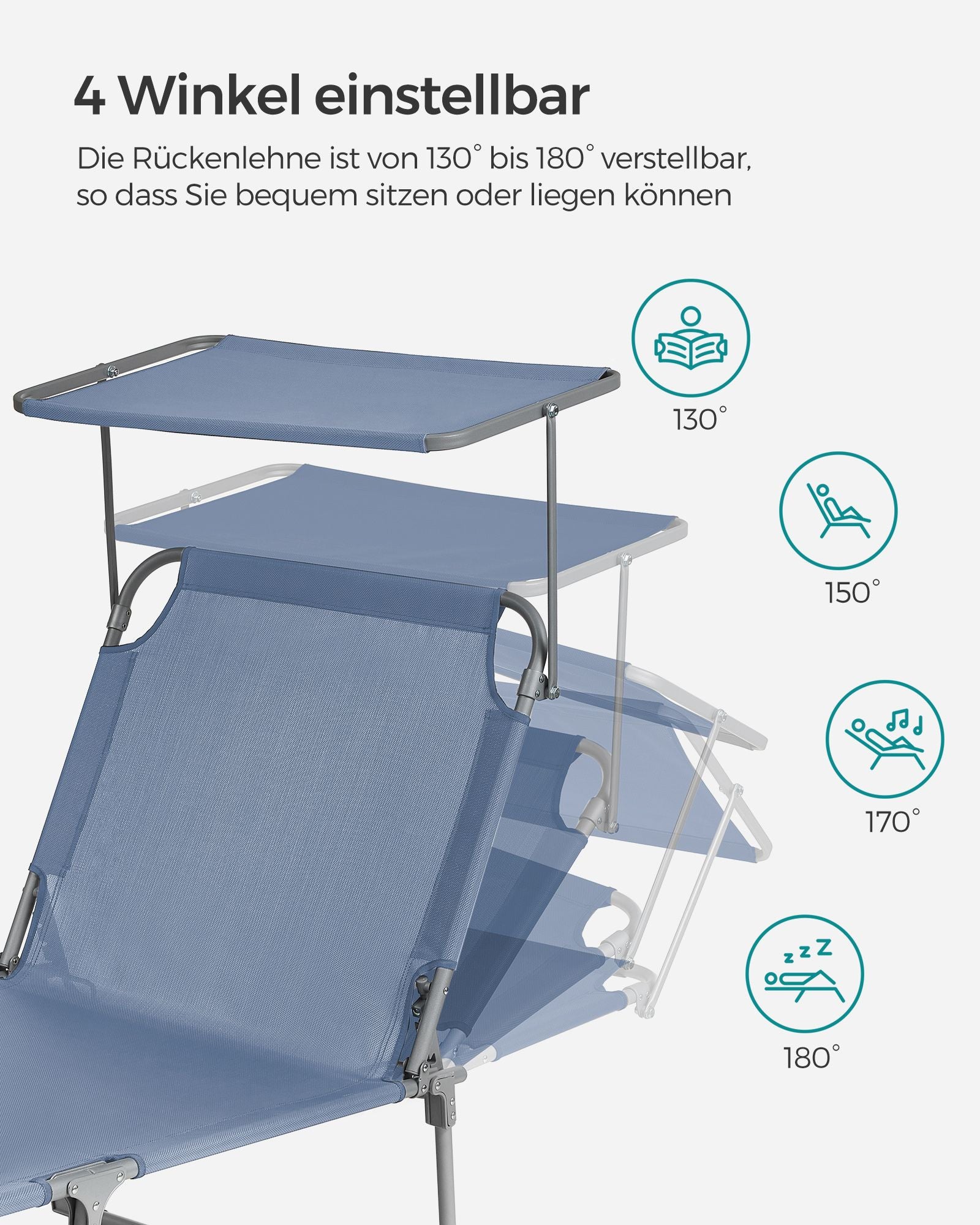 Ligstoel – Opvouwbaar en lichtgewicht – Blauw