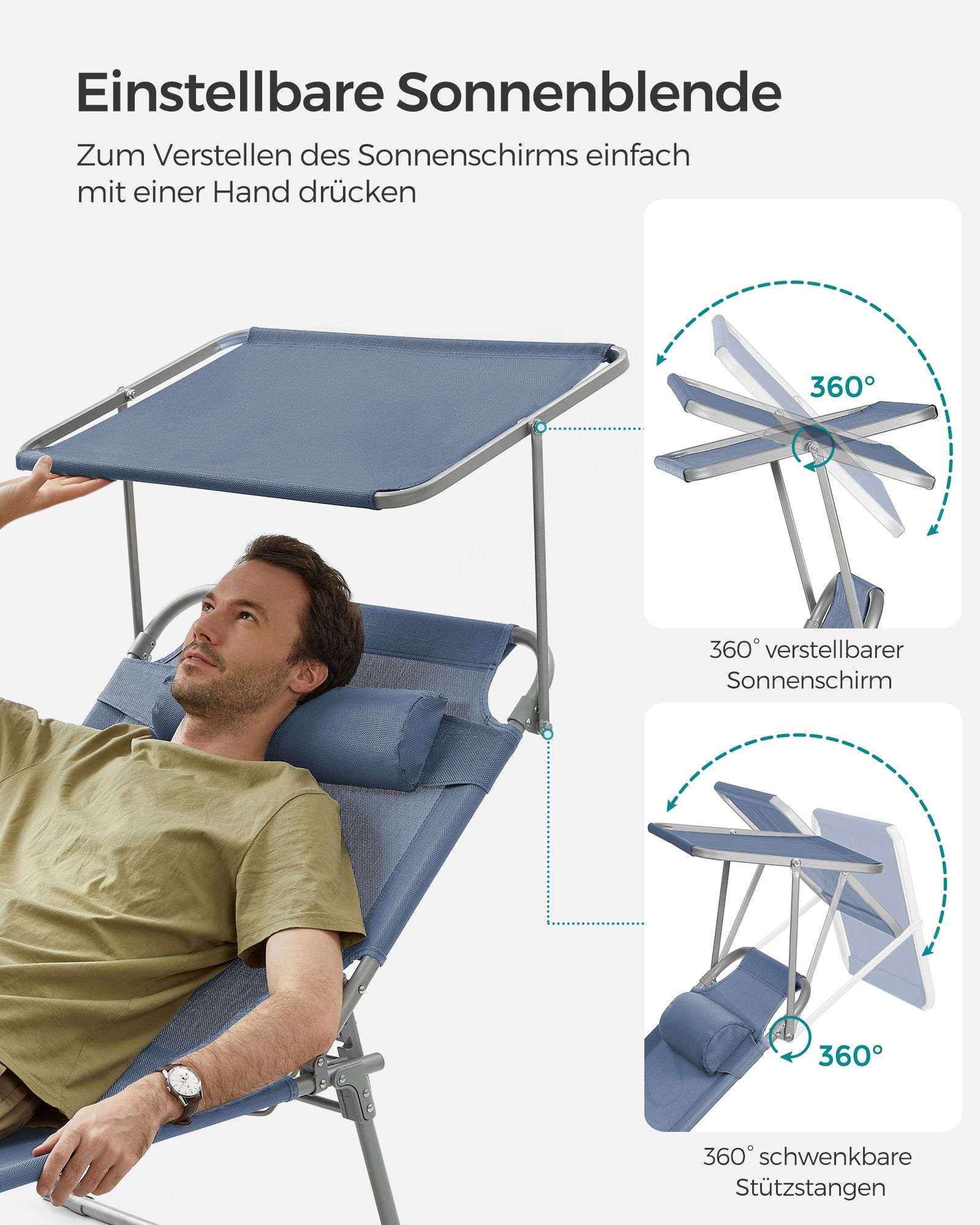 Ligstoel – Opvouwbaar en lichtgewicht – Blauw