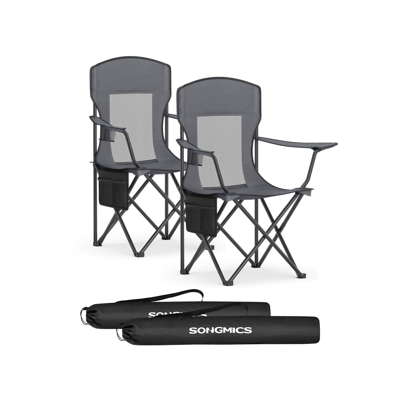 Campingstoelen set van 2 – Verstelbare armleuningen – Havenblauw