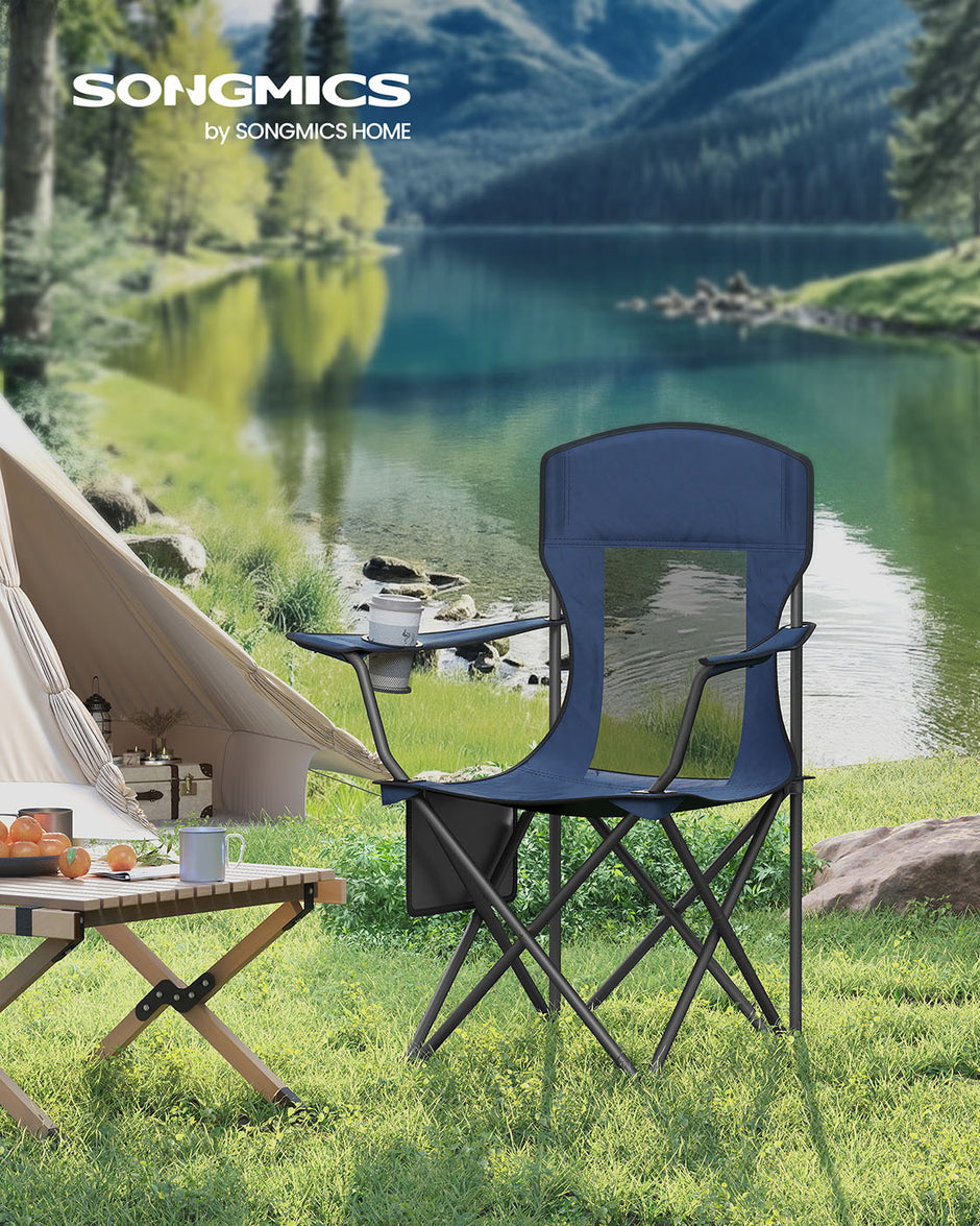 Campingstoelen set van 2 – Verstelbare armleuningen – Havenblauw