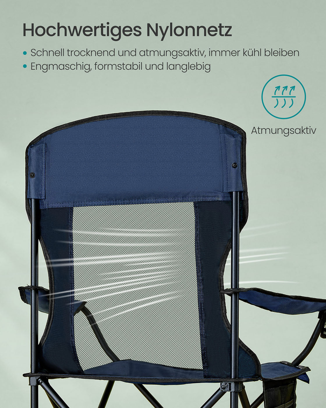Campingstoelen set van 2 – Verstelbare armleuningen – Havenblauw