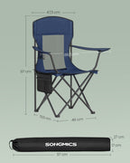 Campingstoelen set van 2 – Verstelbare armleuningen – Havenblauw