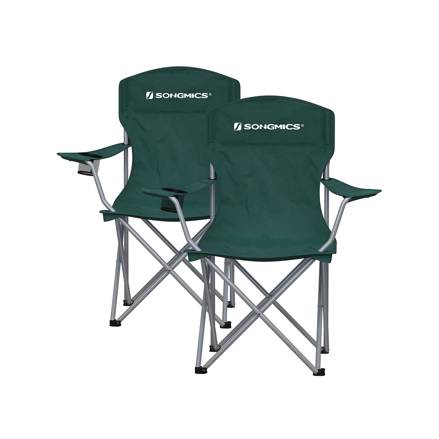 Campingstoel – set van 2 met bekerhouder – donkergroen