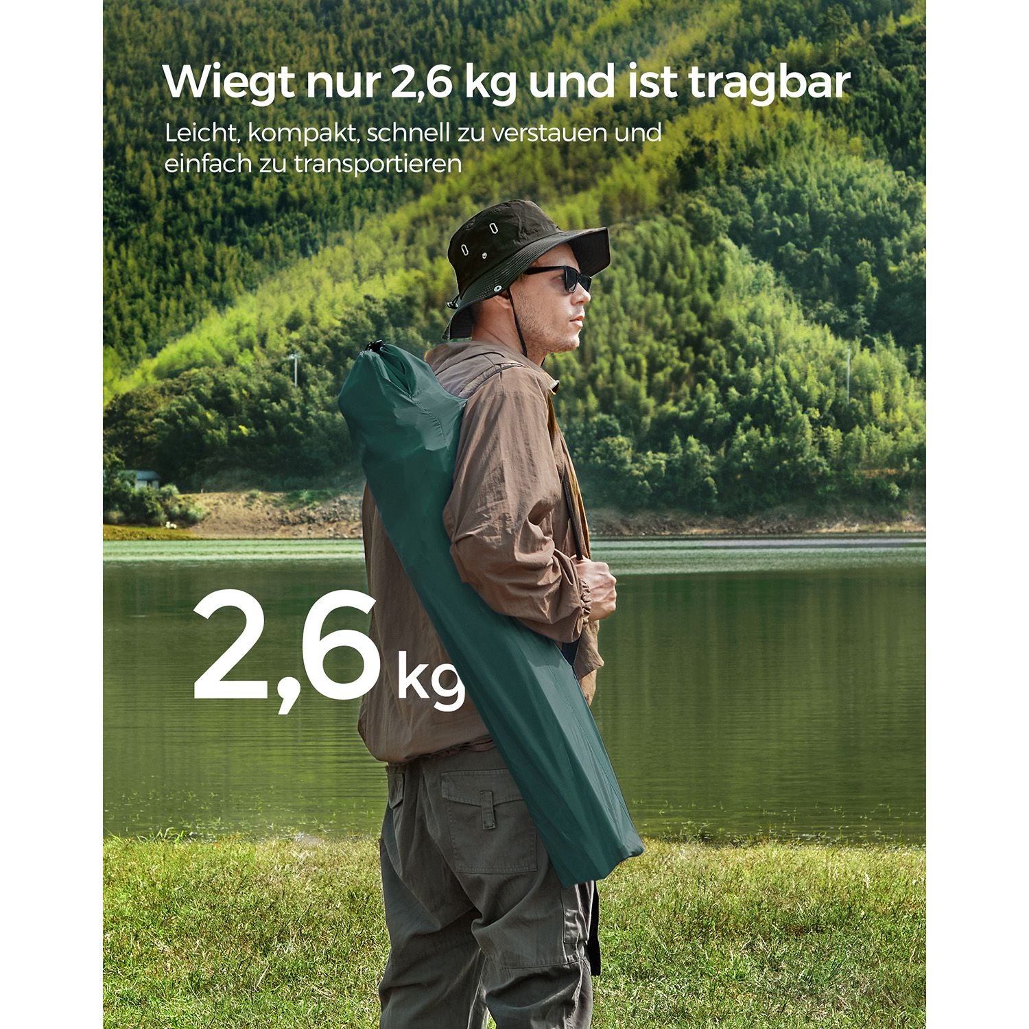 Campingstoel – set van 2 met bekerhouder – donkergroen