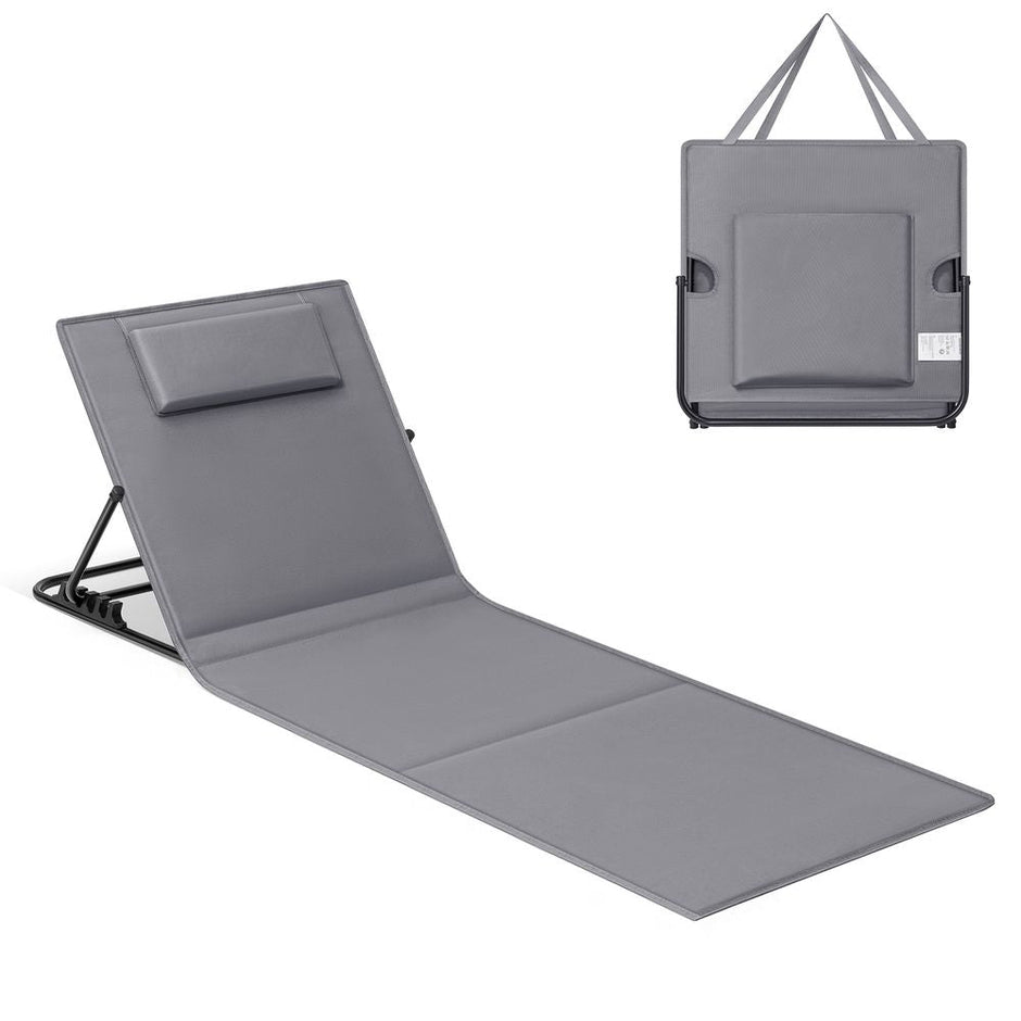 Strandstoel – Verstelbare rugleuning – Lichtgewicht – Grijs