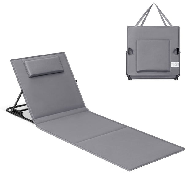 Strandstoel – Verstelbare rugleuning – Lichtgewicht – Grijs