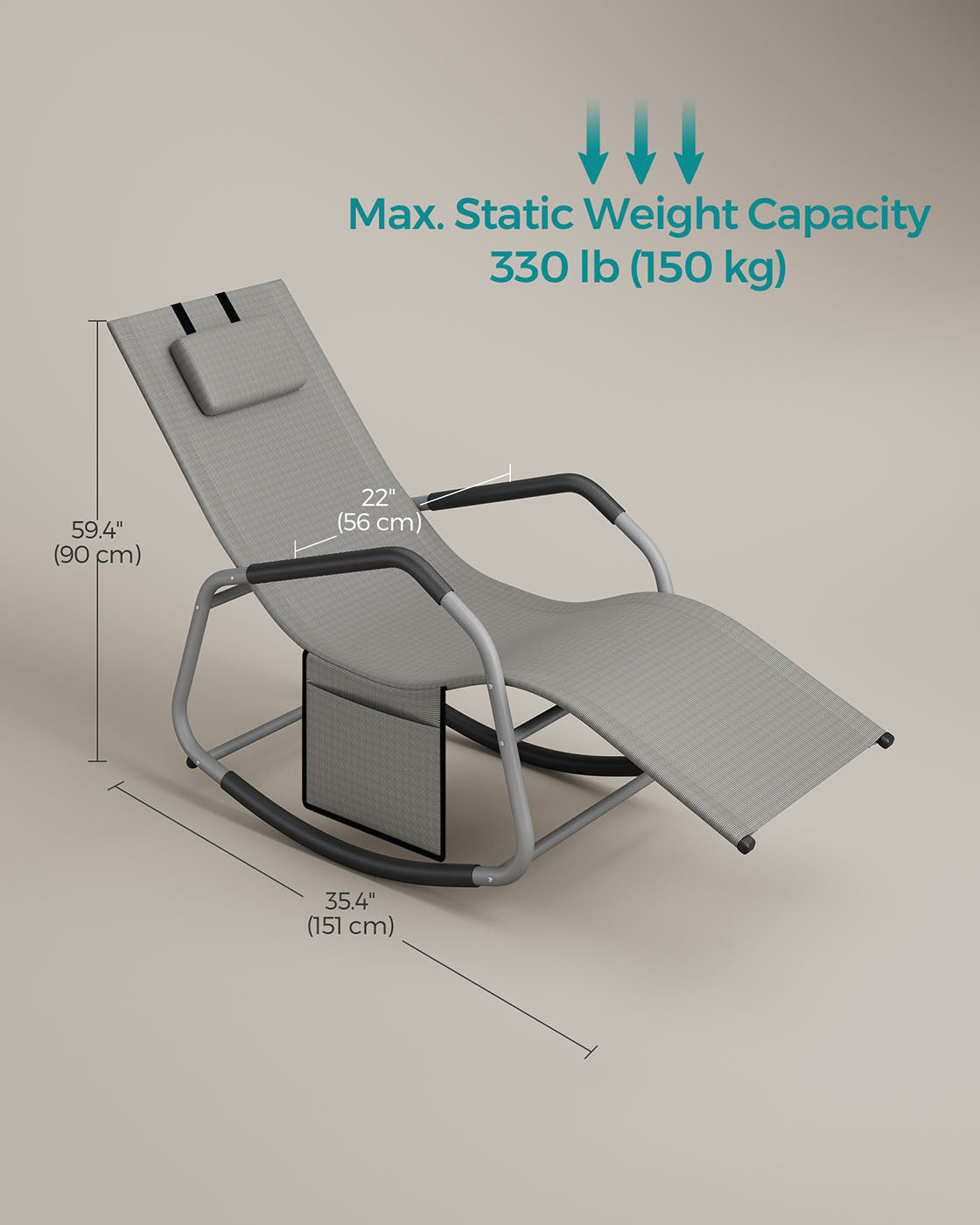 Outdoor Ligstoel – Kantelbeveiliging – Duifgrijs