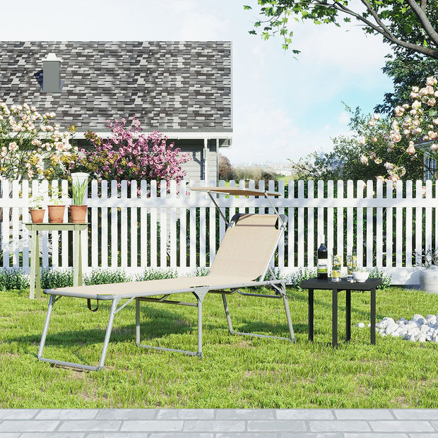 Ligstoel – groot met dak – aluminium – beige