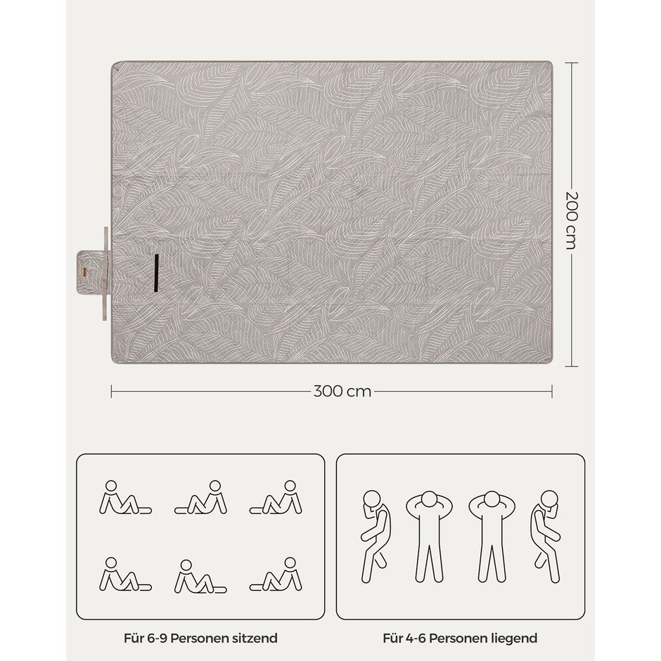 Picknickkleed - 300 x 200 cm - Waterdicht - Machinewasbaar - Khaki