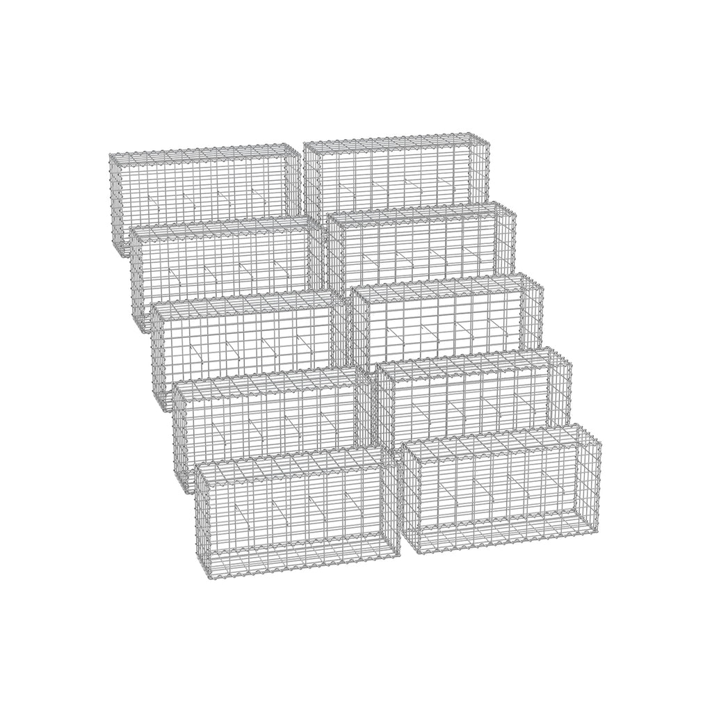 Set van 10 schanskorven – 100 × 50 × 30 cm – zilver
