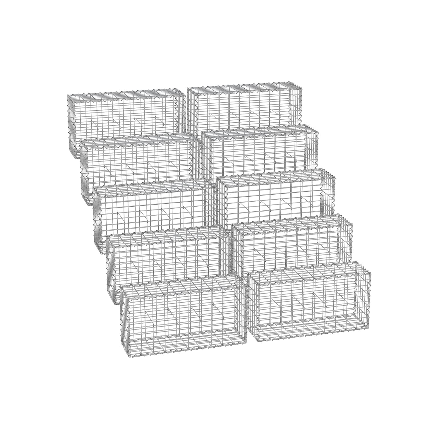 Set van 10 schanskorven – 100 × 50 × 30 cm – zilver