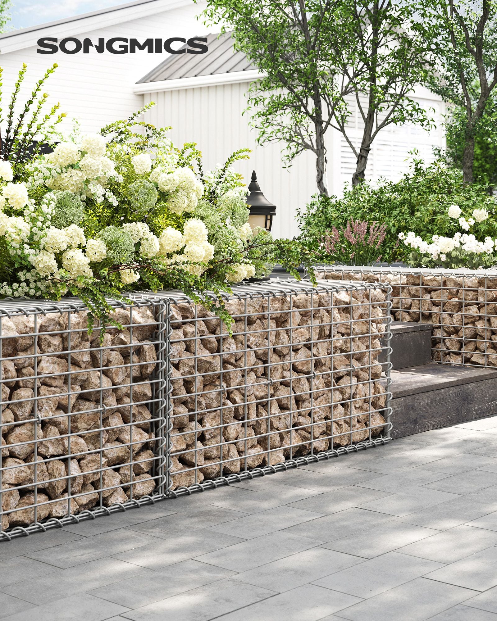 Set van 10 schanskorven – 100 × 50 × 30 cm – zilver