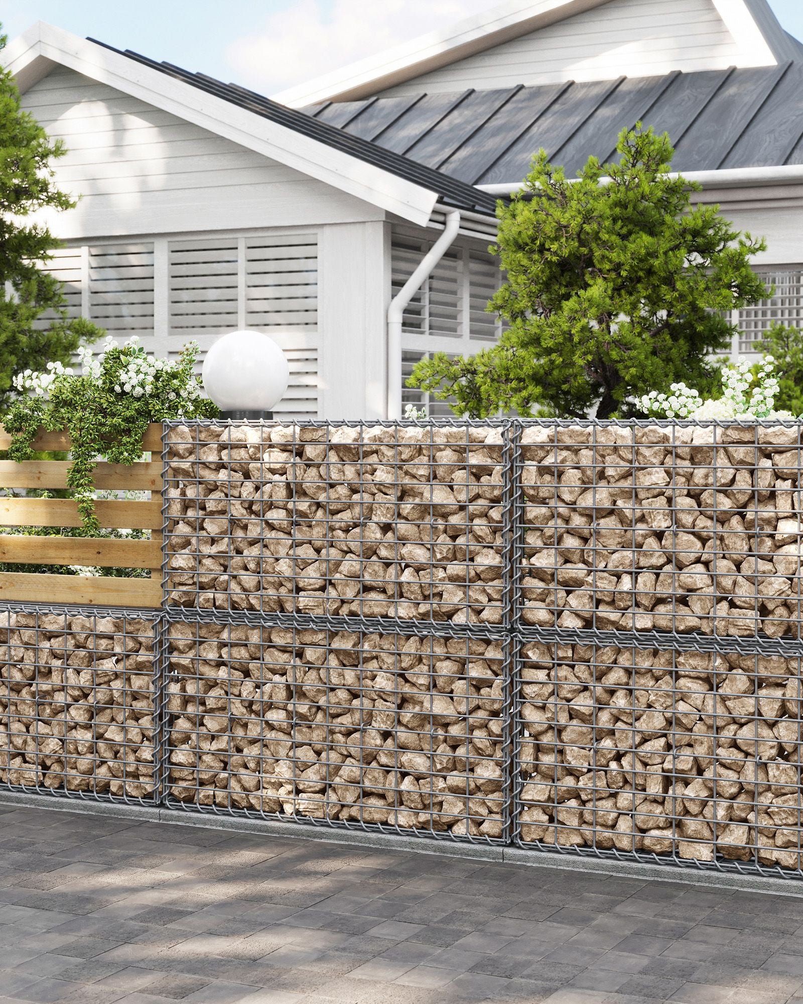 Set van 10 schanskorven – 100 × 50 × 30 cm – zilver