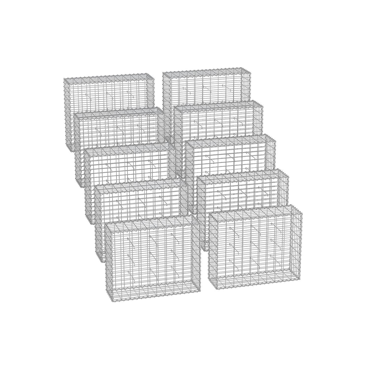 Set van 10 schanskorven – 100 x 80 x 30 cm – zilver