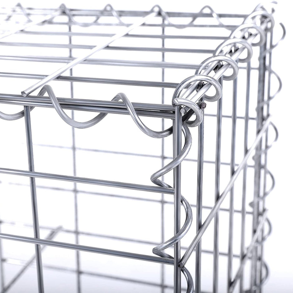 Schanskorf – Stenen bank of muur – Gegalvaniseerd staal – Zilver