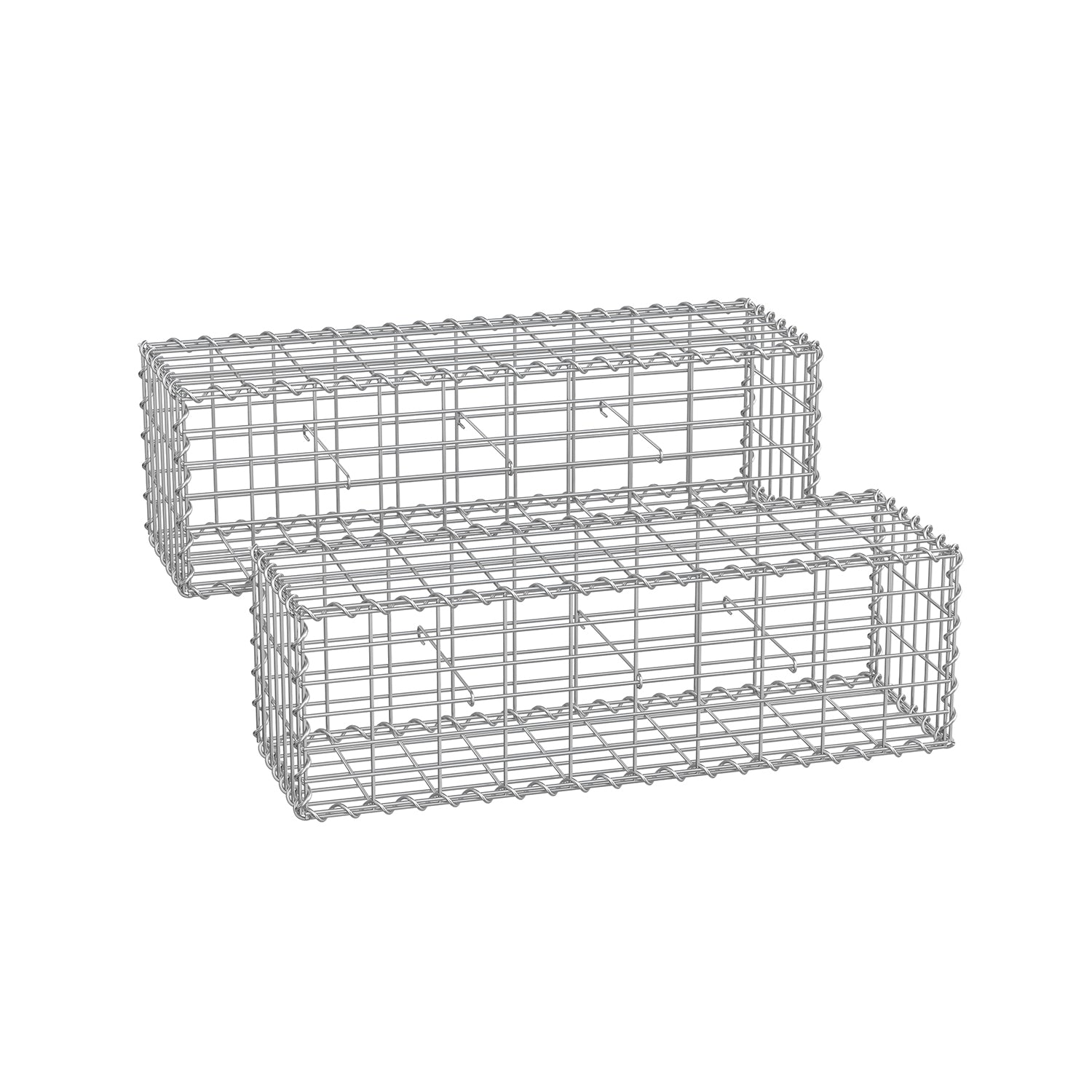 Schanskorven set van 2 voor stenen 100 x 30 x 30 cm zilver