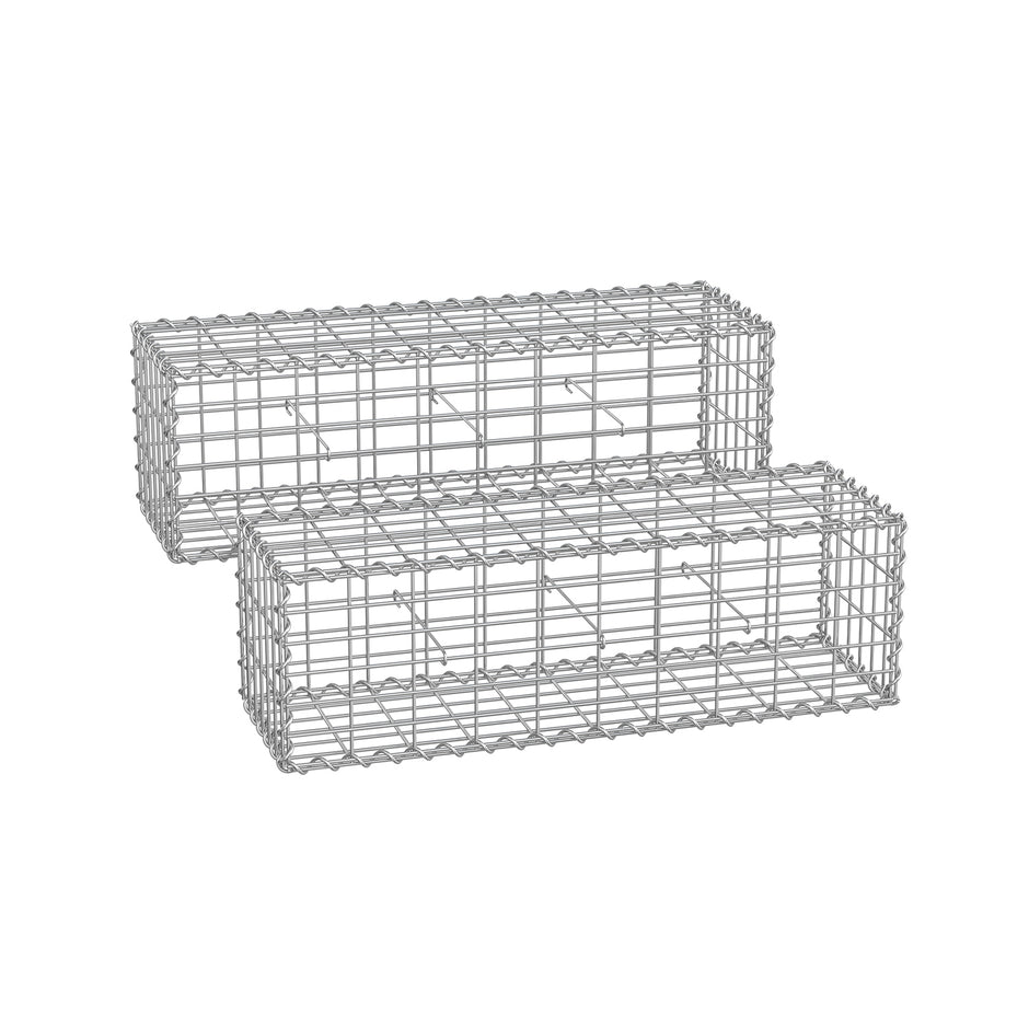 Schanskorven set van 2 voor stenen 100 x 30 x 30 cm zilver