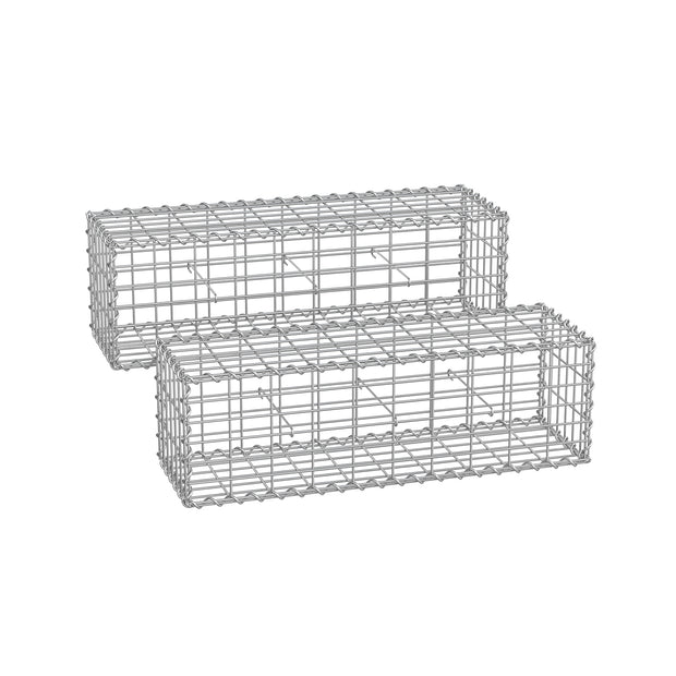 Schanskorven set van 2 voor stenen 100 x 30 x 30 cm zilver