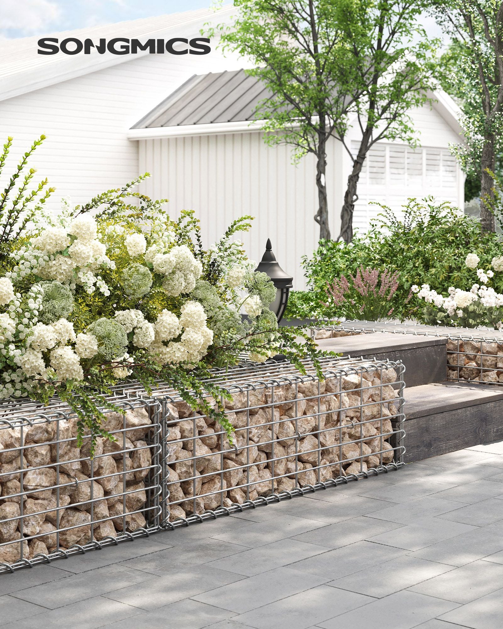 Schanskorven set van 2 voor stenen 100 x 30 x 30 cm zilver