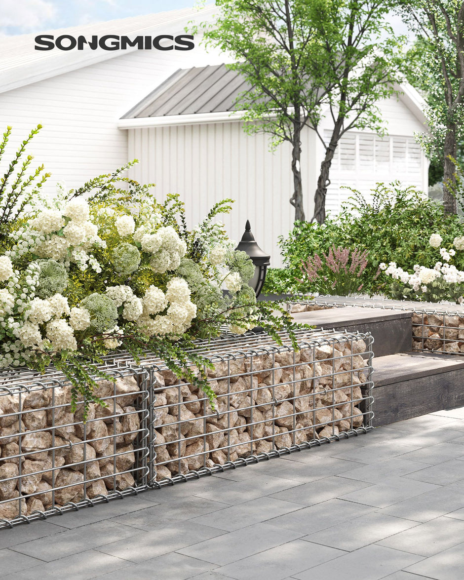 Schanskorven set van 2 voor stenen 100 x 30 x 30 cm zilver