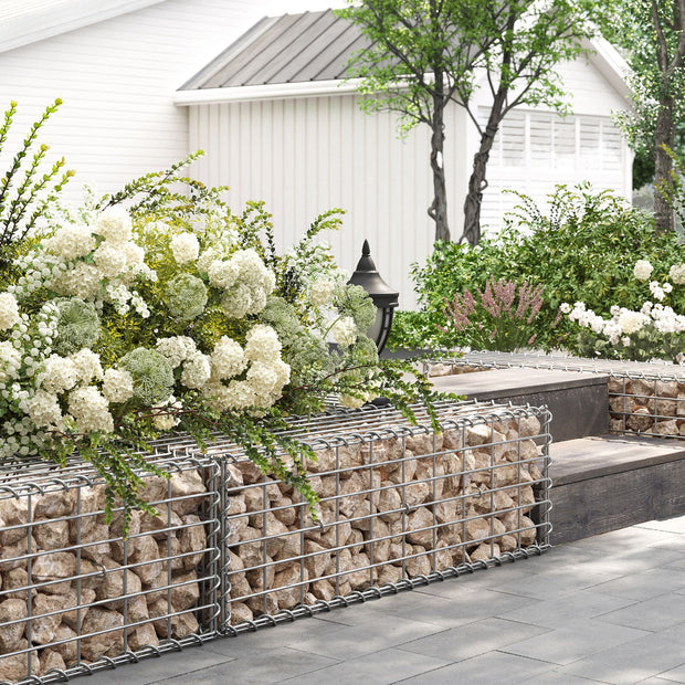 Schanskorven set van 2 voor stenen 100 x 30 x 30 cm zilver