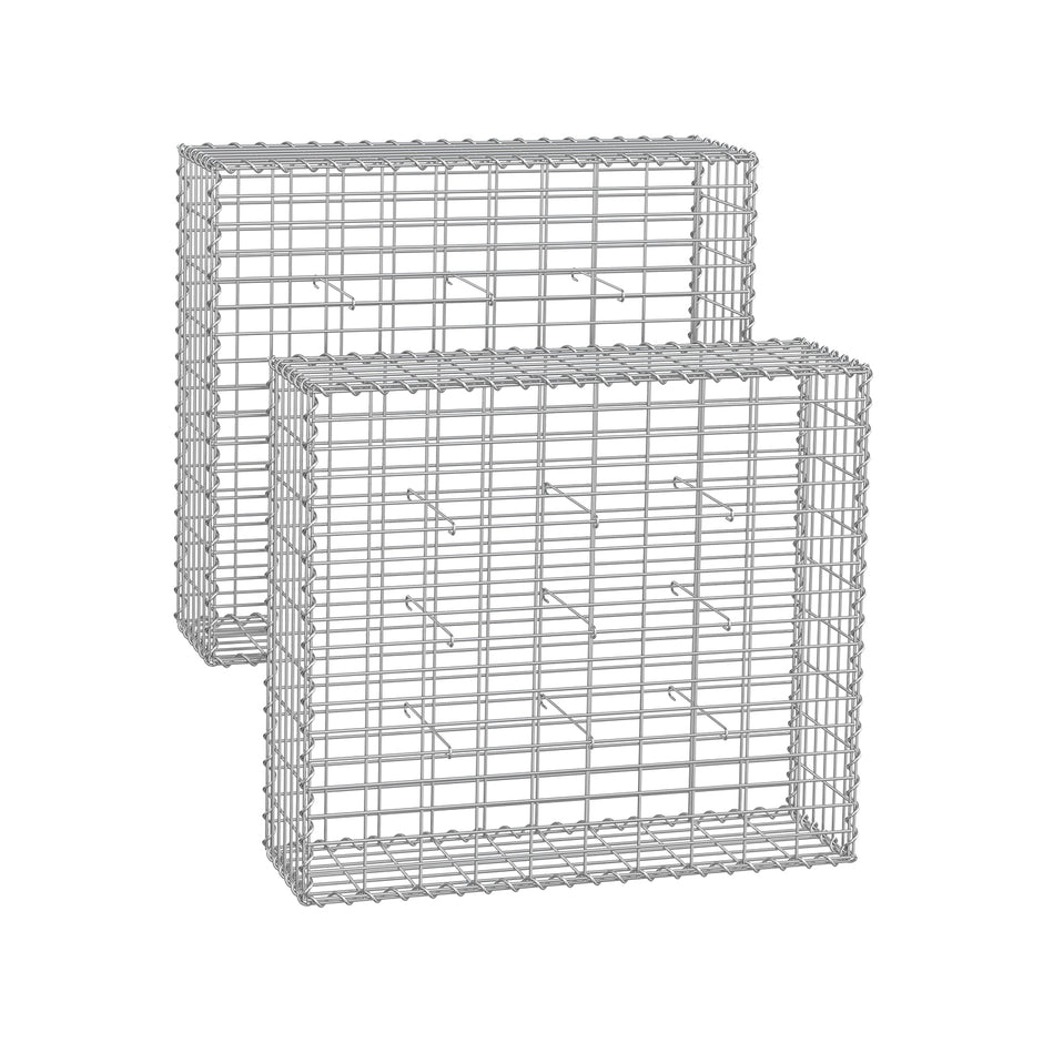 Set van 2 draadmanden – maaswijdte 5 x 10 cm – zilver