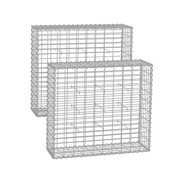 Set van 2 draadmanden – maaswijdte 5 x 10 cm – zilver